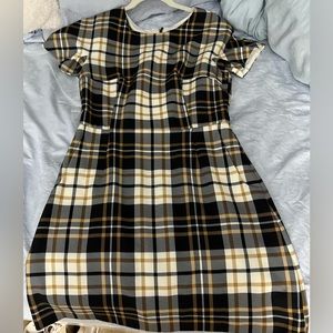 French Conection, yellow white and black dress